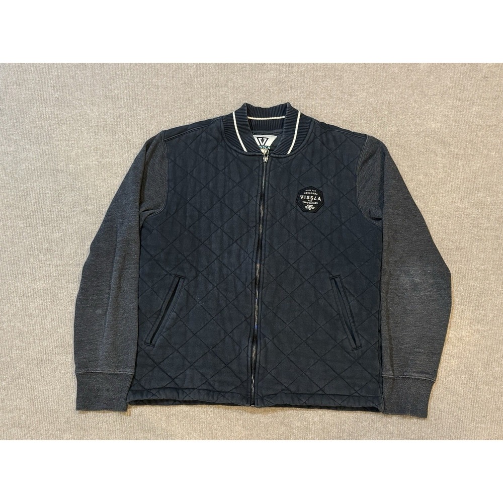 Vissla Cronkite Zip Jacket Mens Large Black Quilted Bomber Jacket